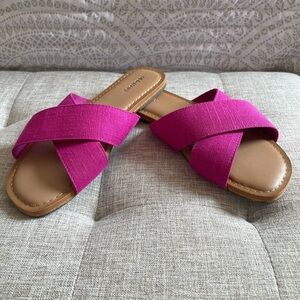 Old Navy Pink Cross-Band Slip-on Flat Sandals, Size 7